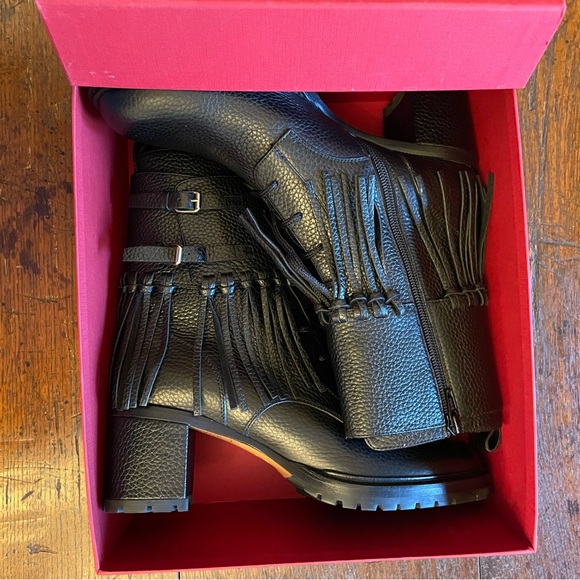 NWOT Valentino Fringe Combat Boot Black - Picture 13 of 14